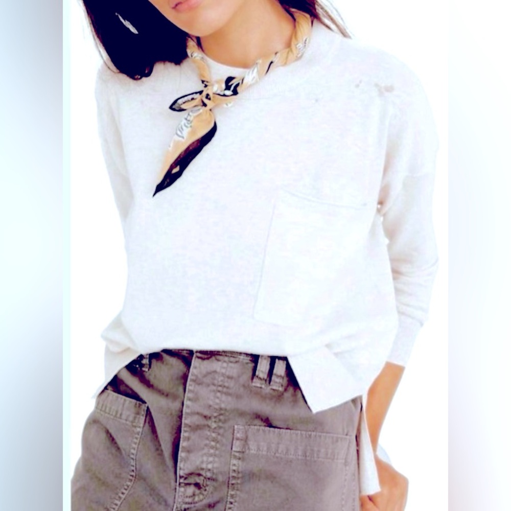Madewell Crewneck Sweater Style # MD928 Cotton Linen in Oatmeal color Size XXL